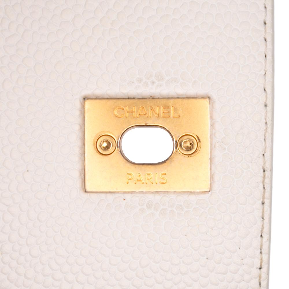 Chanel B Chanel White Off White Caviar Leather Leather CC Quilted Caviar Turnlock Full Flap Italy