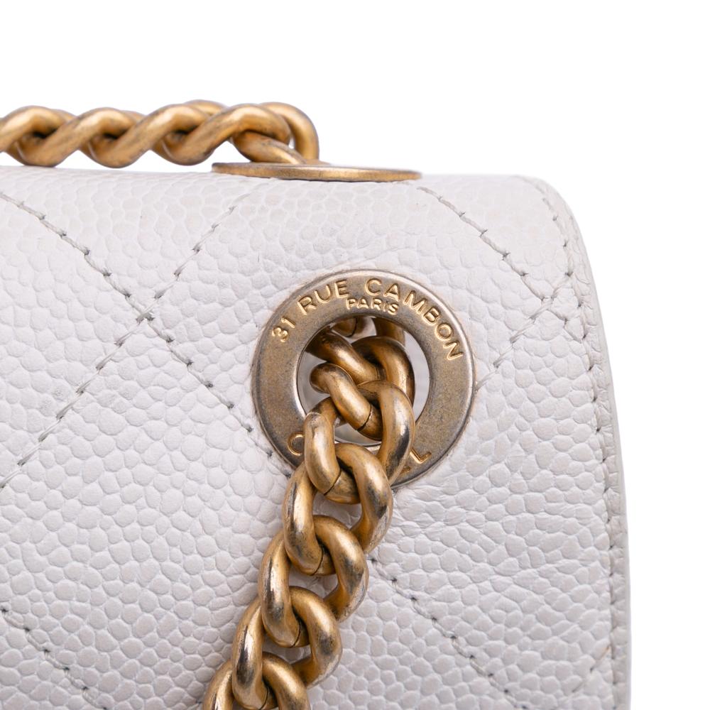 Chanel B Chanel White Off White Caviar Leather Leather CC Quilted Caviar Turnlock Full Flap Italy