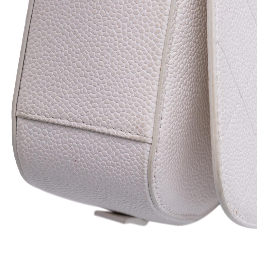 Chanel B Chanel White Off White Caviar Leather Leather CC Quilted Caviar Turnlock Full Flap Italy