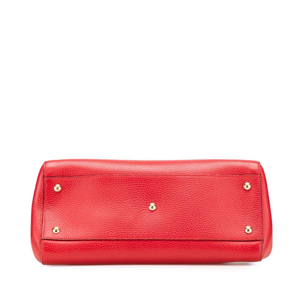 Gucci B Gucci Red Calf Leather skin Swing Top Handle Satchel Italy