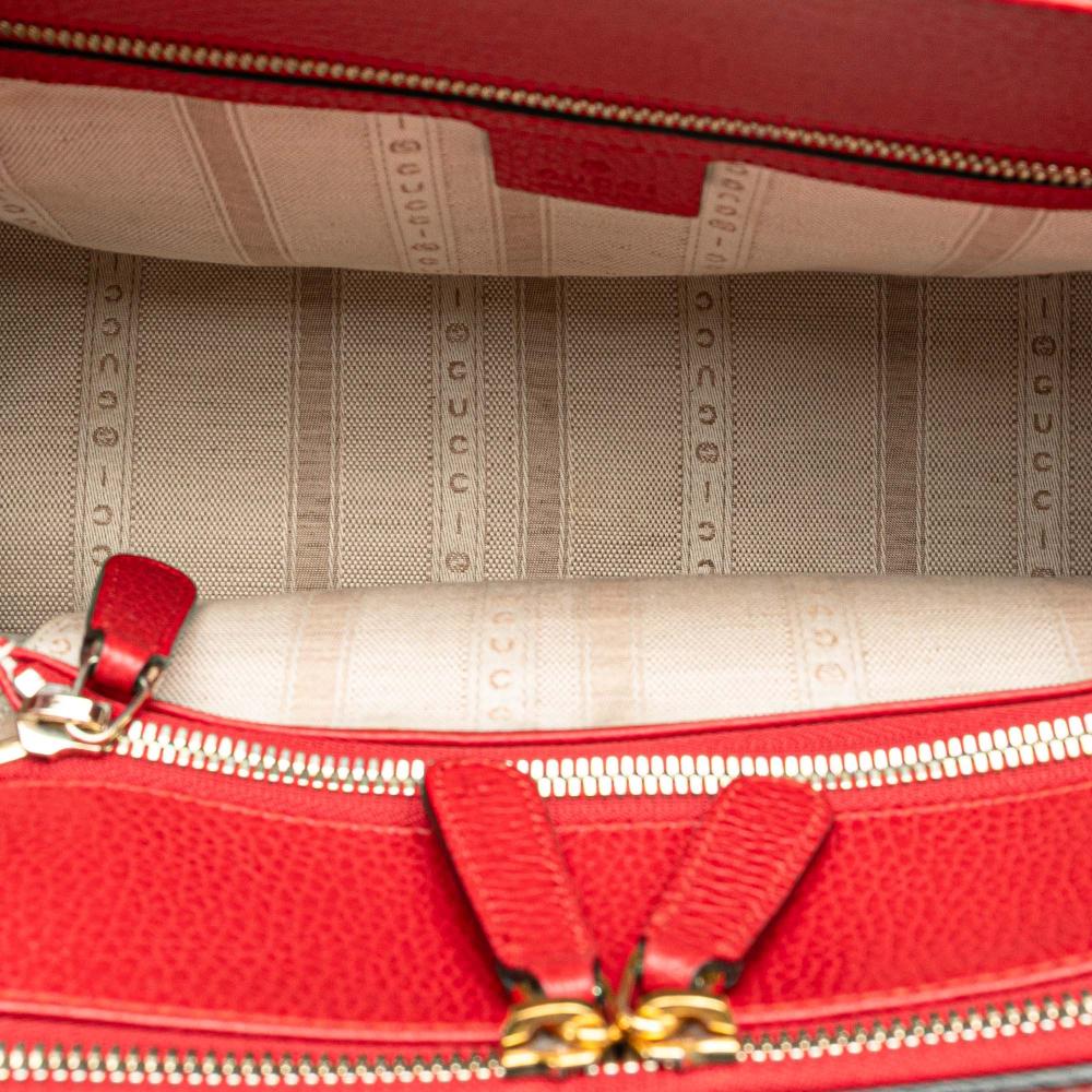 Gucci B Gucci Red Calf Leather skin Swing Top Handle Satchel Italy