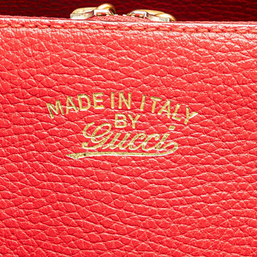 Gucci B Gucci Red Calf Leather skin Swing Top Handle Satchel Italy