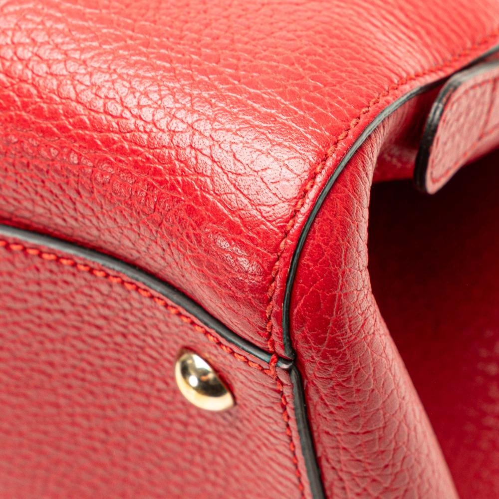 Gucci B Gucci Red Calf Leather skin Swing Top Handle Satchel Italy