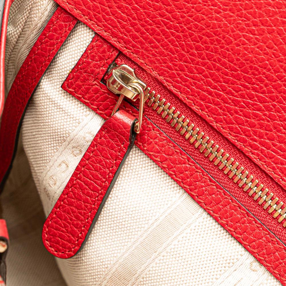 Gucci B Gucci Red Calf Leather skin Swing Top Handle Satchel Italy