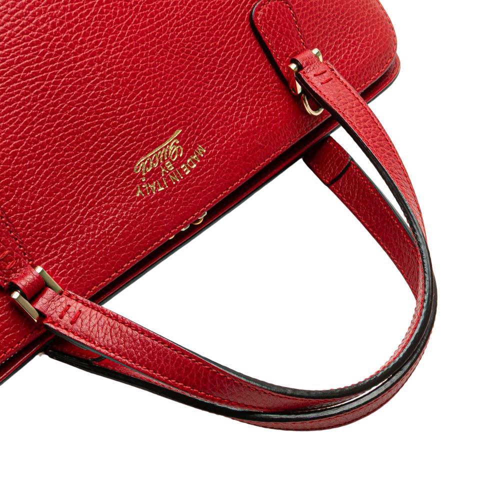Gucci B Gucci Red Calf Leather skin Swing Top Handle Satchel Italy