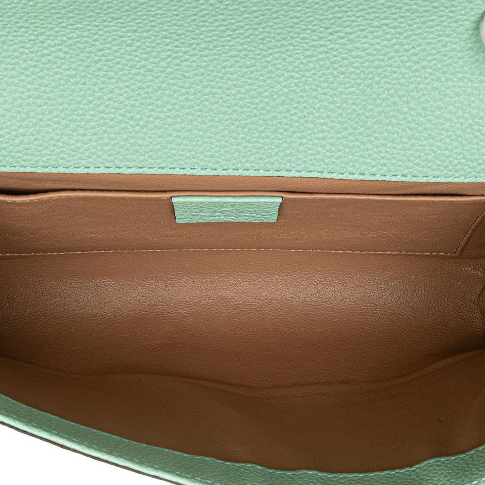 Gucci B Gucci Green Mint Calf Leather Small Zumi Satchel Italy