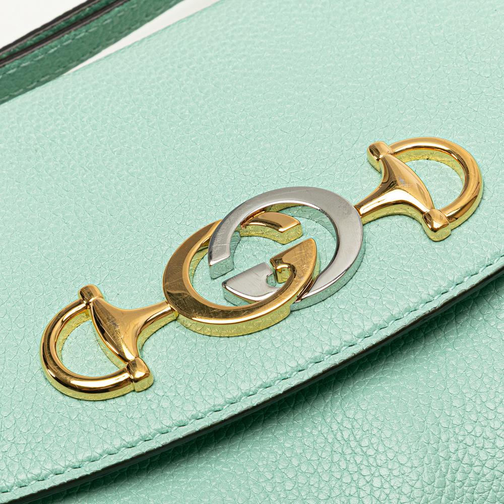 Gucci B Gucci Green Mint Calf Leather Small Zumi Satchel Italy