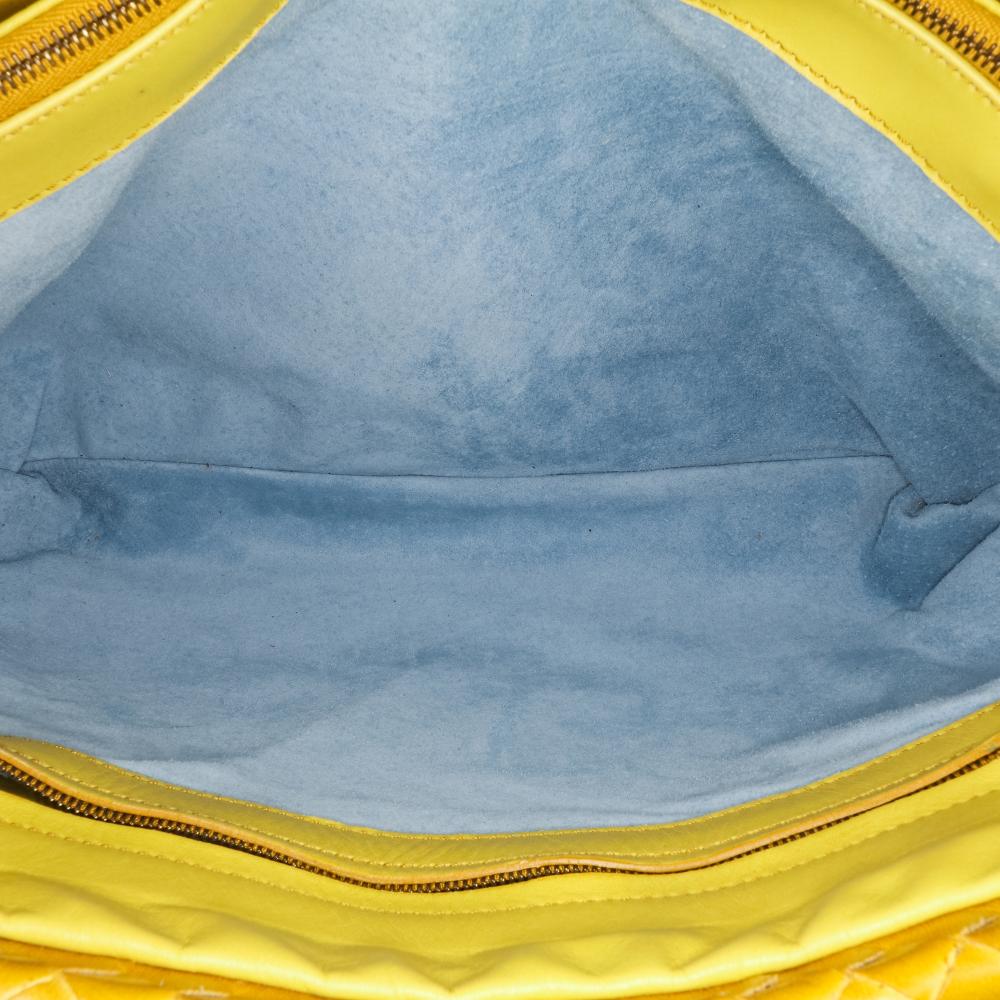 Bottega Veneta B Bottega Veneta Yellow with Gold Calf Leather Intrecciato Tote Italy