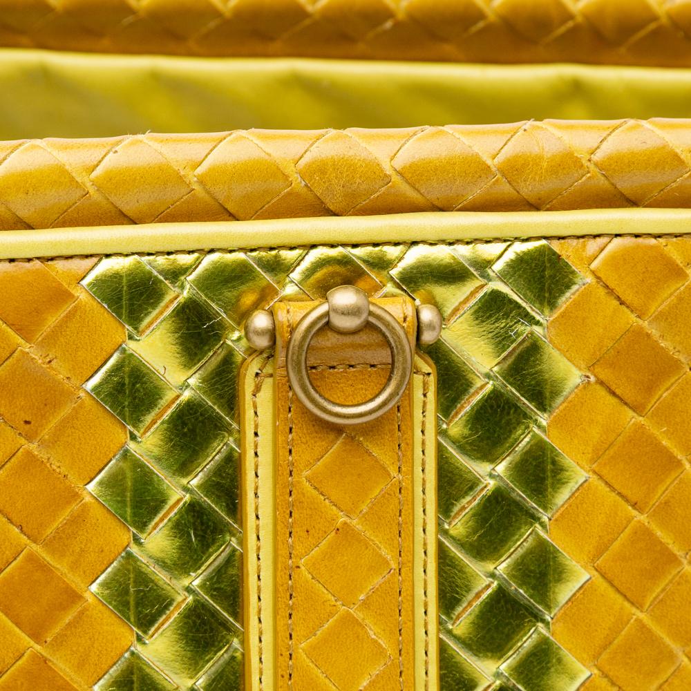 Bottega Veneta B Bottega Veneta Yellow with Gold Calf Leather Intrecciato Tote Italy