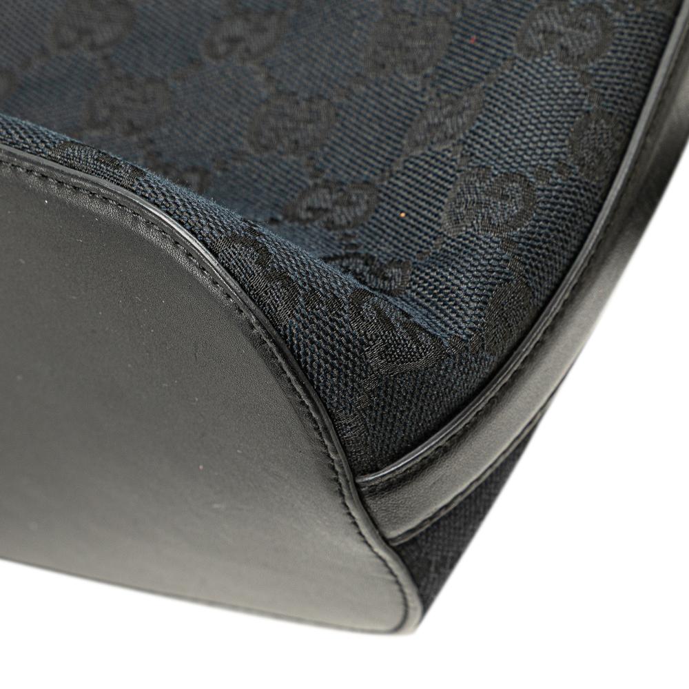 Gucci B Gucci Blue Navy Canvas Fabric GG Shoulder Bag Italy