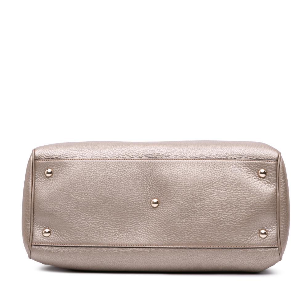 Gucci B Gucci Gold Calf Leather Medium skin Bamboo Shopper Satchel Italy