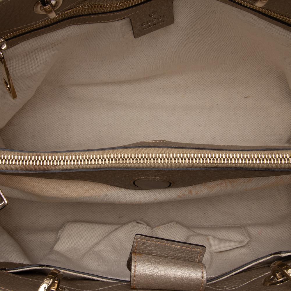 Gucci B Gucci Gold Calf Leather Medium skin Bamboo Shopper Satchel Italy