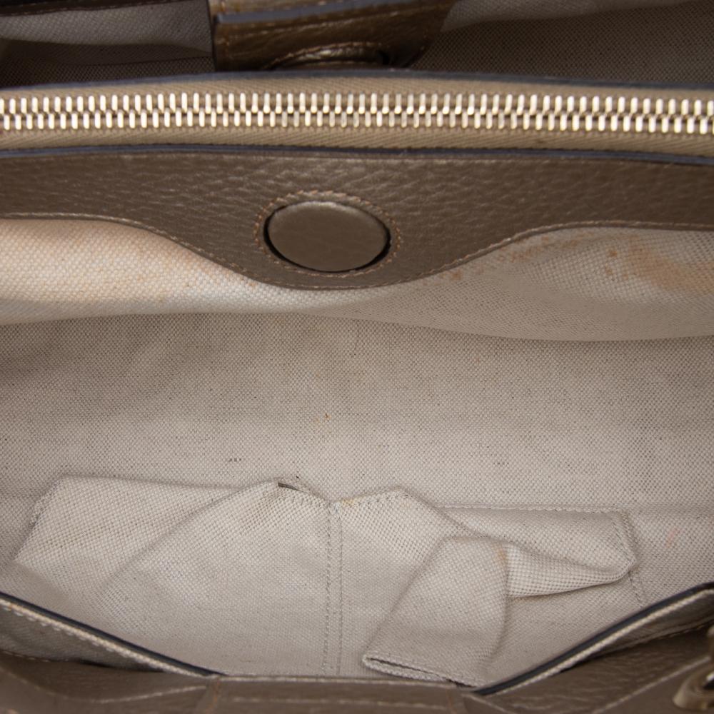 Gucci B Gucci Gold Calf Leather Medium skin Bamboo Shopper Satchel Italy