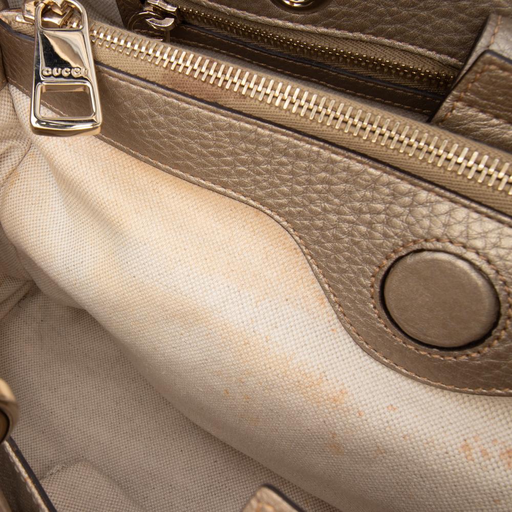 Gucci B Gucci Gold Calf Leather Medium skin Bamboo Shopper Satchel Italy