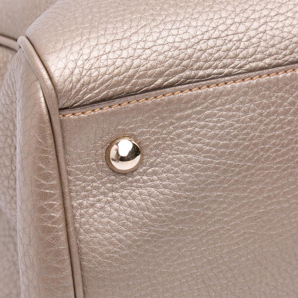 Gucci B Gucci Gold Calf Leather Medium skin Bamboo Shopper Satchel Italy