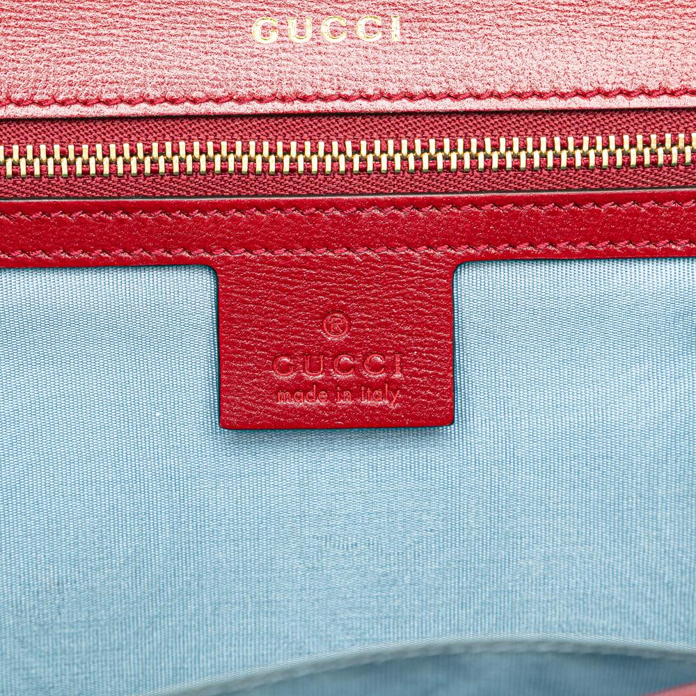 Gucci B Gucci Red Suede Leather Small GG Ring Torchon Crossbody Italy