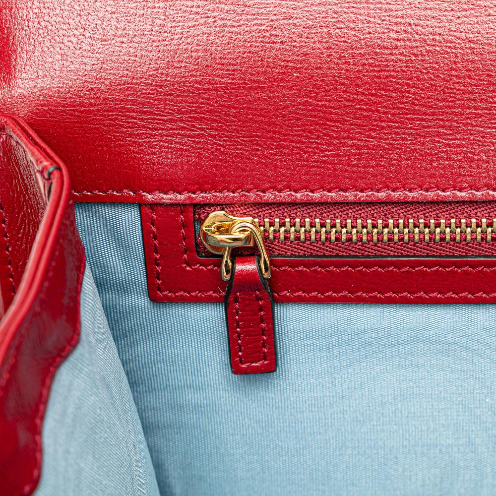 Gucci B Gucci Red Suede Leather Small GG Ring Torchon Crossbody Italy