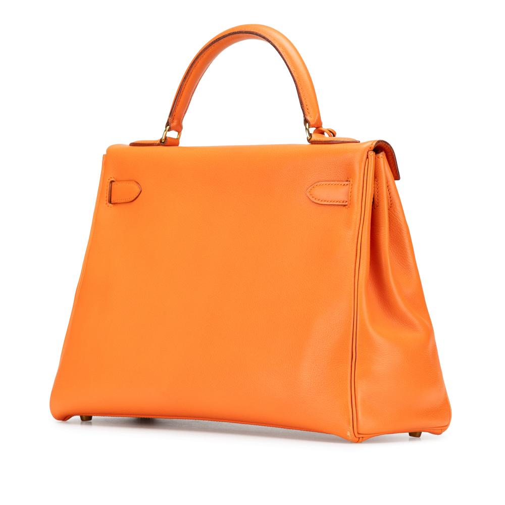 Hermès B Hermès Orange Calf Leather Gulliver Kelly Retourne 32 France