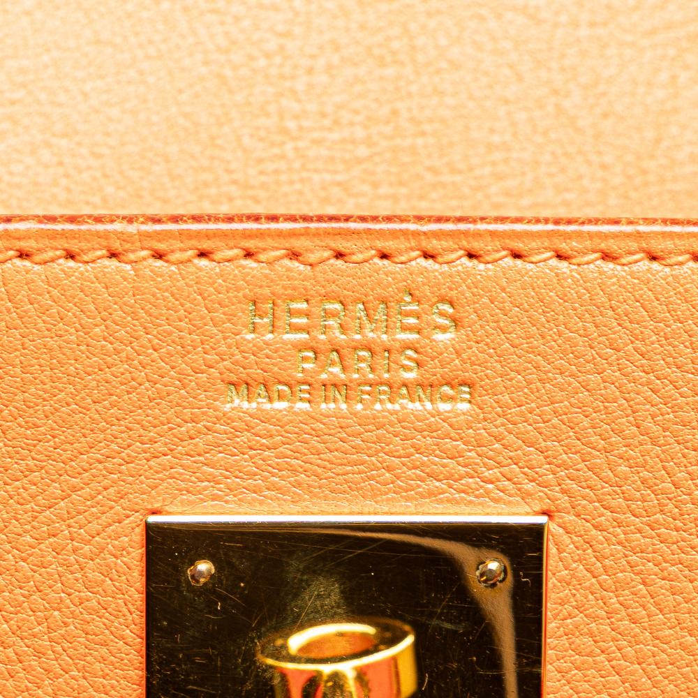 Hermès B Hermès Orange Calf Leather Gulliver Kelly Retourne 32 France