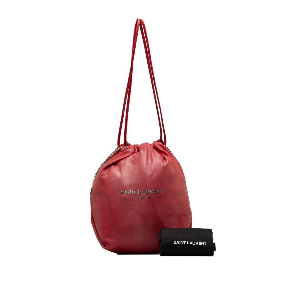 Saint Laurent B Saint Laurent Red Calf Leather Small Teddy Bucket Italy