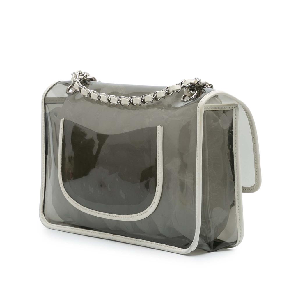 Chanel B Chanel White PVC Plastic Large and Lambskin Naked Flap Italy