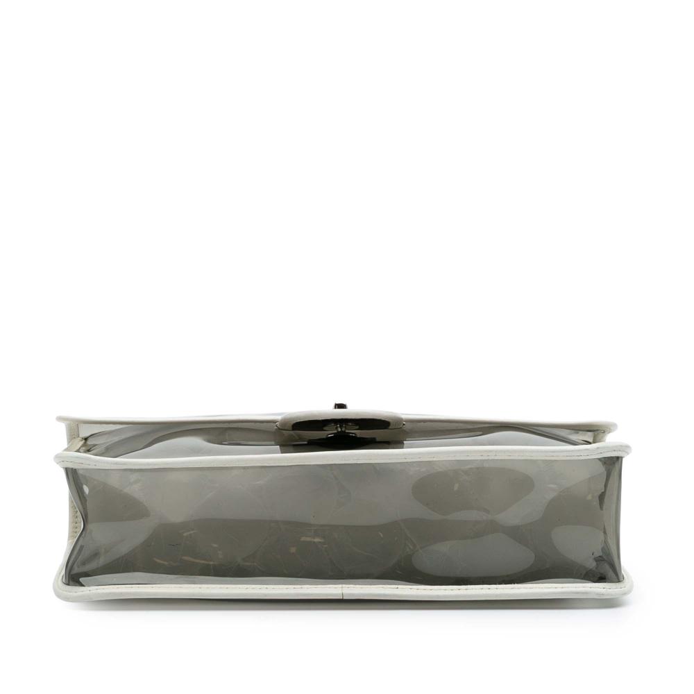 Chanel B Chanel White PVC Plastic Large and Lambskin Naked Flap Italy