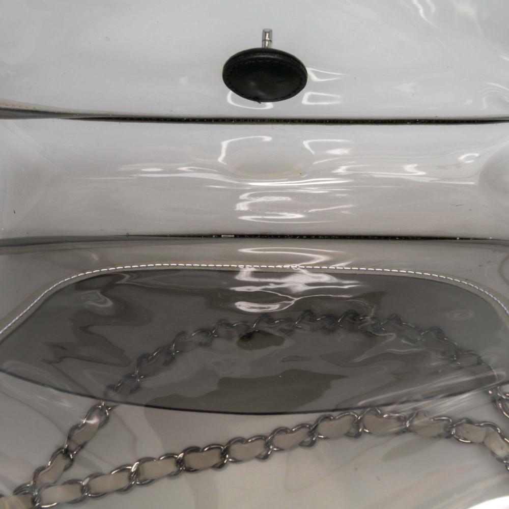 Chanel B Chanel White PVC Plastic Large and Lambskin Naked Flap Italy