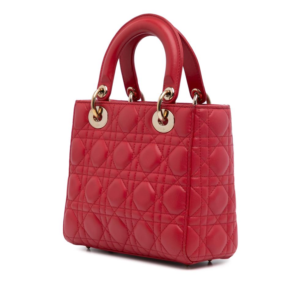 Christian Dior B Dior Red Lambskin Leather Leather Small Lambskin Cannage My ABCDior Lady Dior Italy