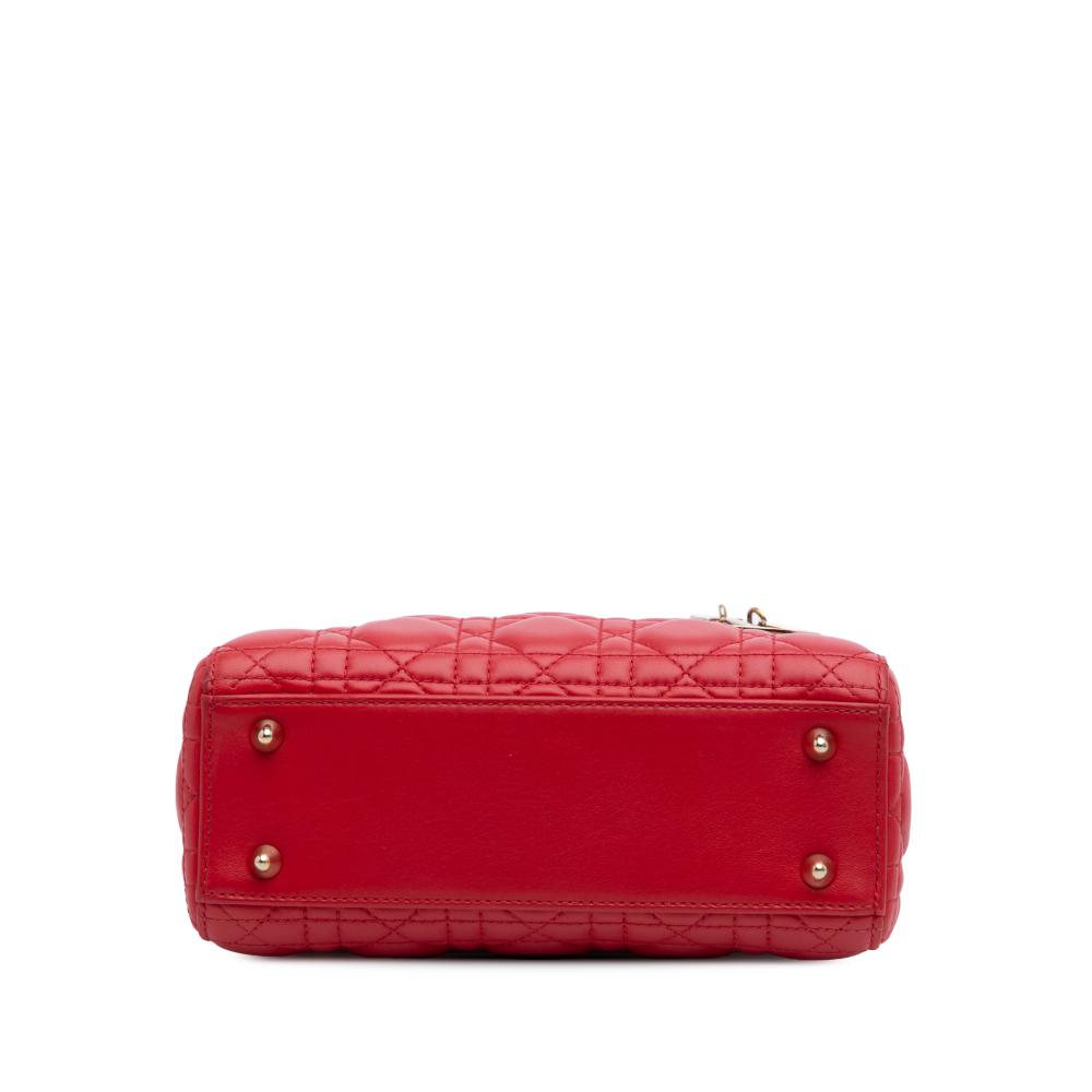 Christian Dior B Dior Red Lambskin Leather Leather Small Lambskin Cannage My ABCDior Lady Dior Italy