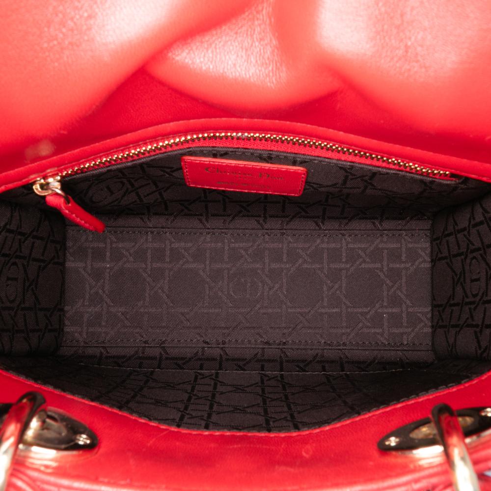 Christian Dior B Dior Red Lambskin Leather Leather Small Lambskin Cannage My ABCDior Lady Dior Italy