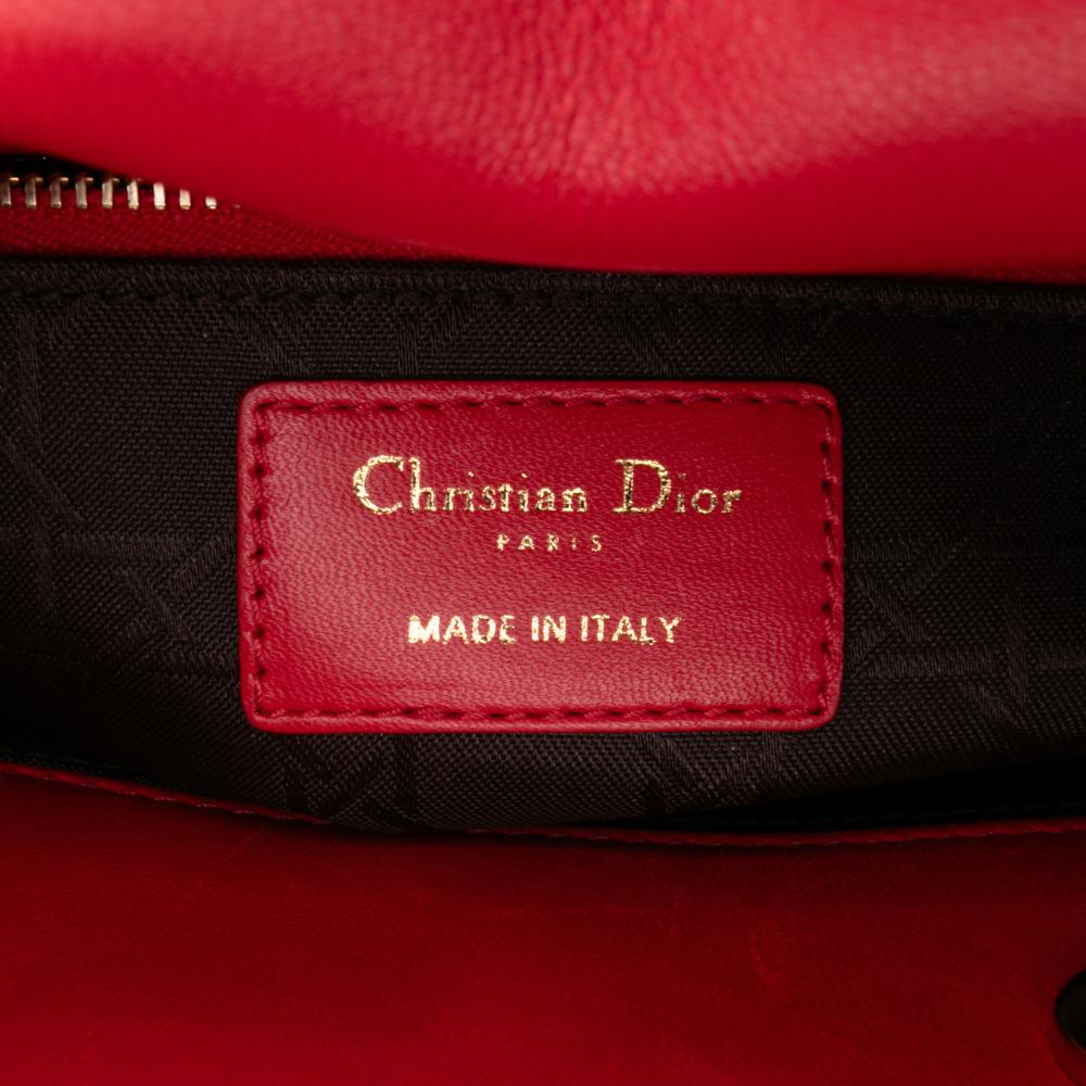 Christian Dior B Dior Red Lambskin Leather Leather Small Lambskin Cannage My ABCDior Lady Dior Italy