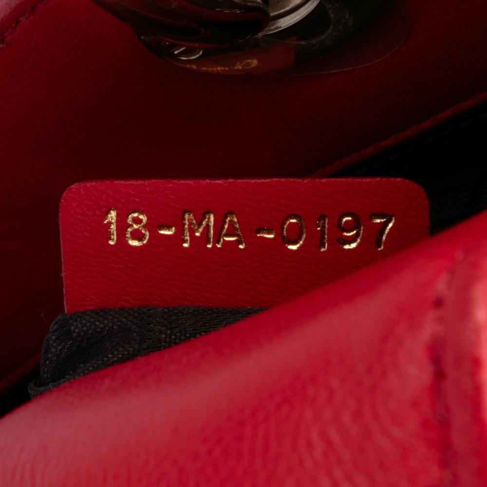 Christian Dior B Dior Red Lambskin Leather Leather Small Lambskin Cannage My ABCDior Lady Dior Italy