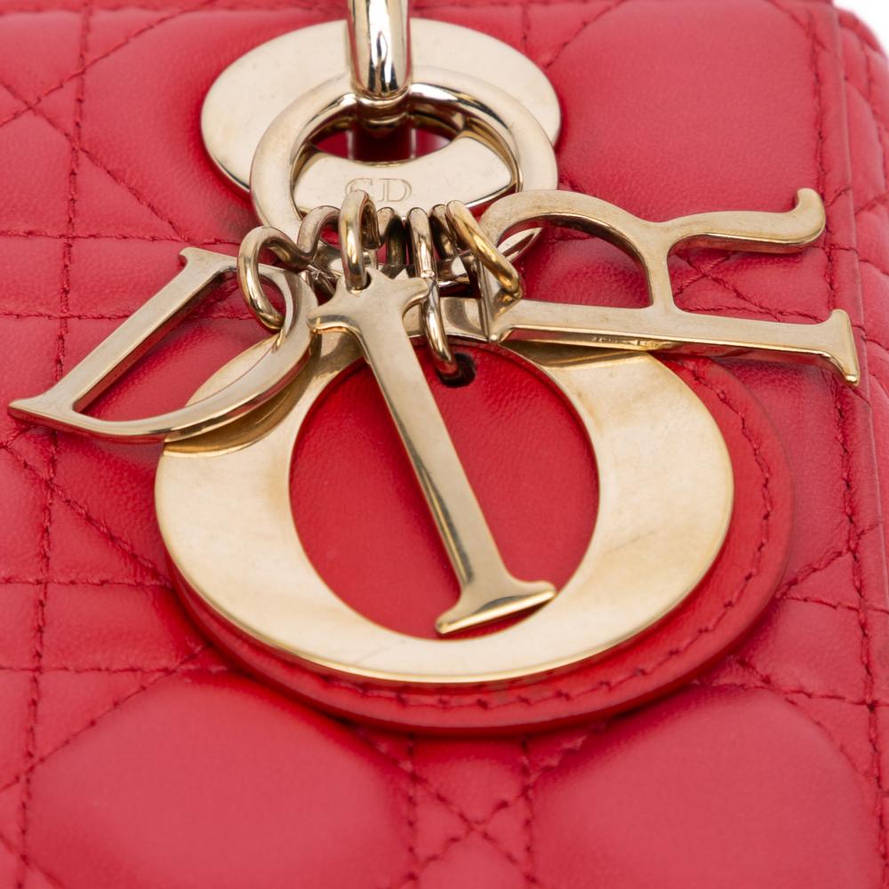 Christian Dior B Dior Red Lambskin Leather Leather Small Lambskin Cannage My ABCDior Lady Dior Italy