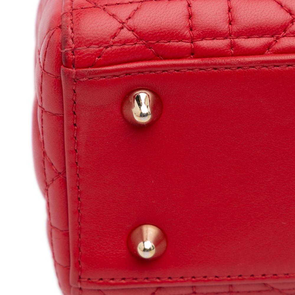 Christian Dior B Dior Red Lambskin Leather Leather Small Lambskin Cannage My ABCDior Lady Dior Italy