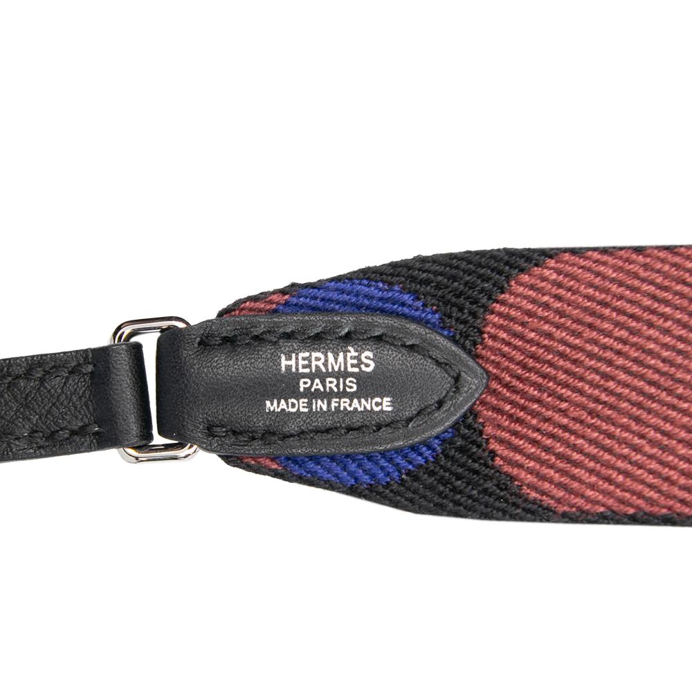Hermès B Hermès Black Canvas Fabric Sangle Flipperball 25 mm To Go Bag Strap France