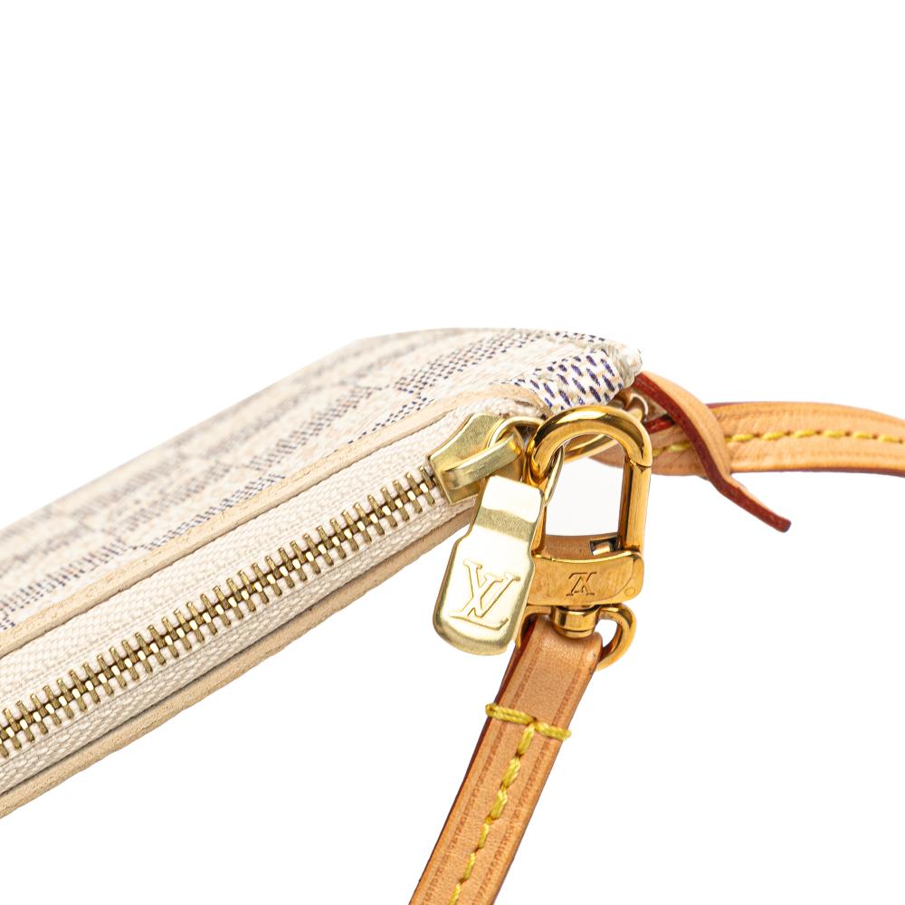 Louis Vuitton B Louis Vuitton White Damier Canvas Canvas Damier Azur Neverfull MM Pouch Spain
