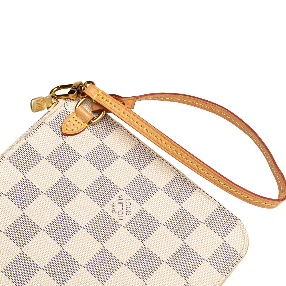 Louis Vuitton B Louis Vuitton White Damier Canvas Canvas Damier Azur Neverfull MM Pouch Spain