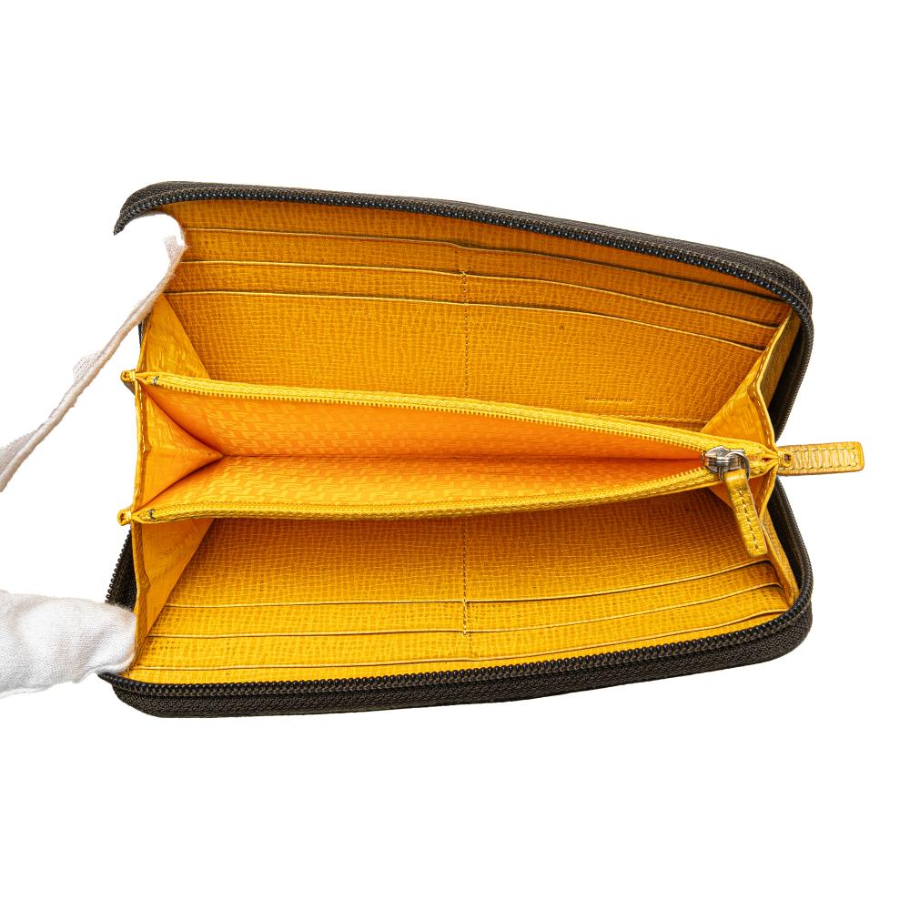 Fendi AB Fendi Brown Coated Canvas Fabric Zucca Zip Around Long Wallet Italy