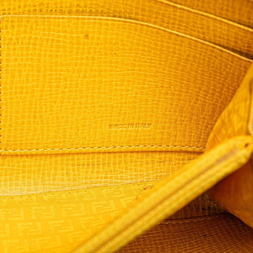 Fendi AB Fendi Brown Coated Canvas Fabric Zucca Zip Around Long Wallet Italy