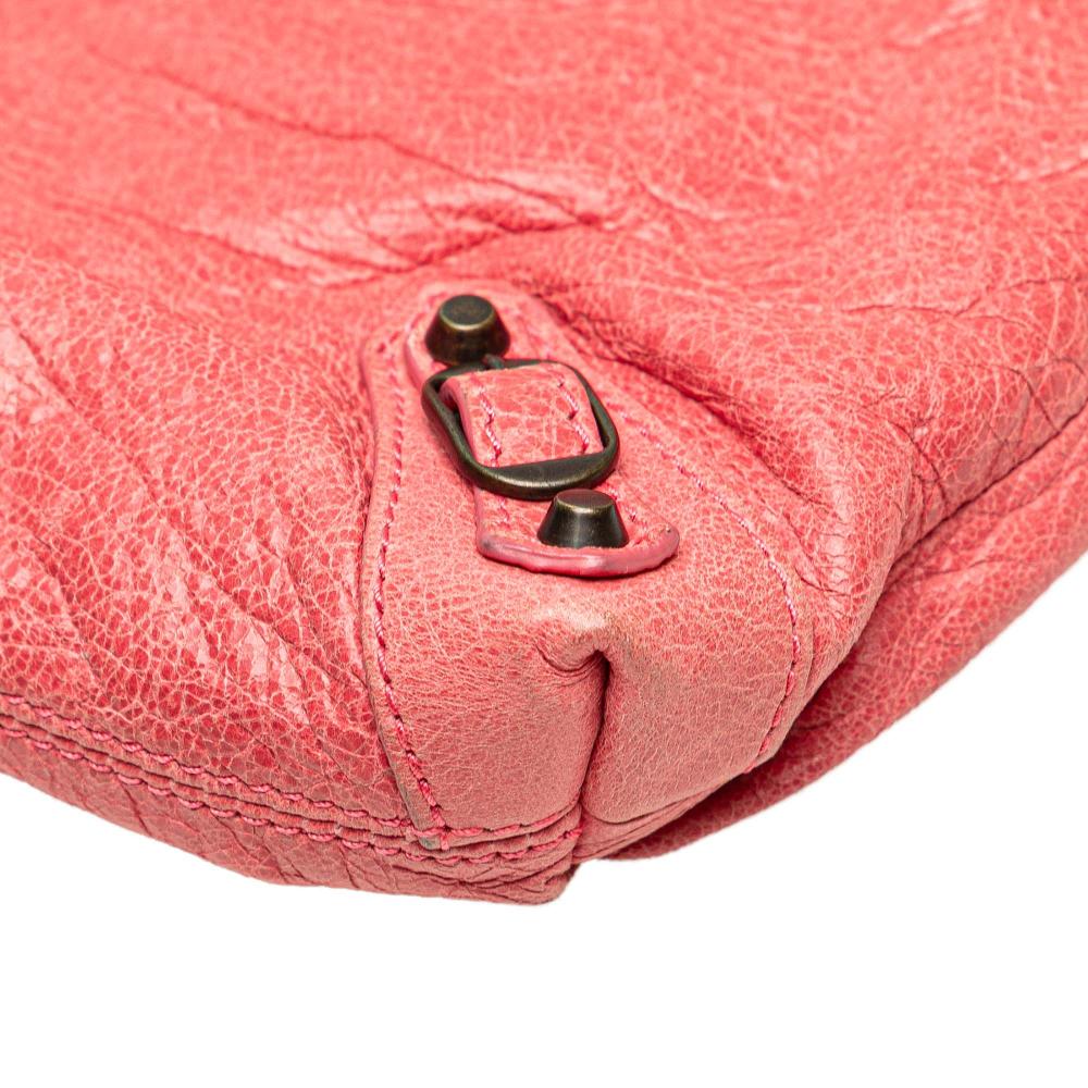 Balenciaga B Balenciaga Pink Lambskin Leather Leather Lambskin Motocross Move On Drawstring Pouch Italy