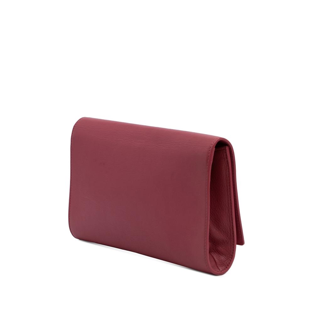 Saint Laurent B Saint Laurent Pink Dark Pink Calf Leather Large Belle de Jour Clutch Italy