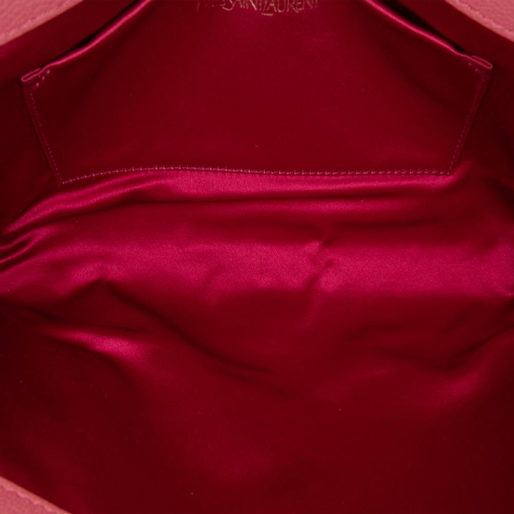Saint Laurent B Saint Laurent Pink Dark Pink Calf Leather Large Belle de Jour Clutch Italy