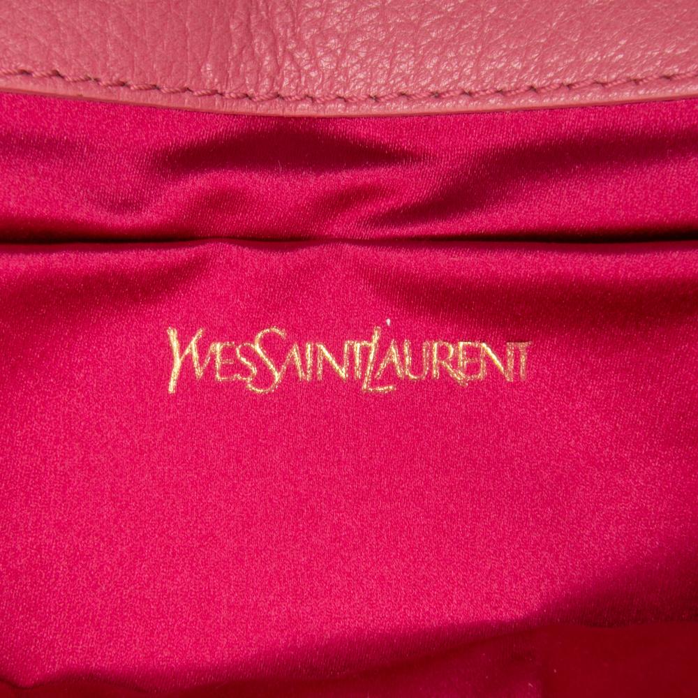 Saint Laurent B Saint Laurent Pink Dark Pink Calf Leather Large Belle de Jour Clutch Italy