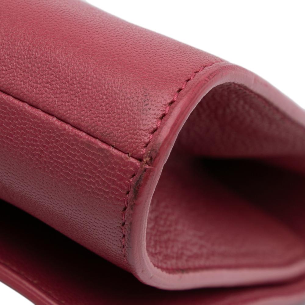 Saint Laurent B Saint Laurent Pink Dark Pink Calf Leather Large Belle de Jour Clutch Italy