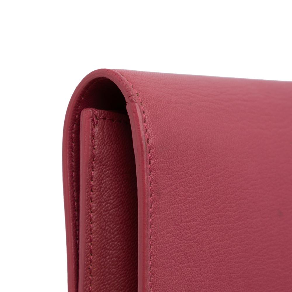 Saint Laurent B Saint Laurent Pink Dark Pink Calf Leather Large Belle de Jour Clutch Italy