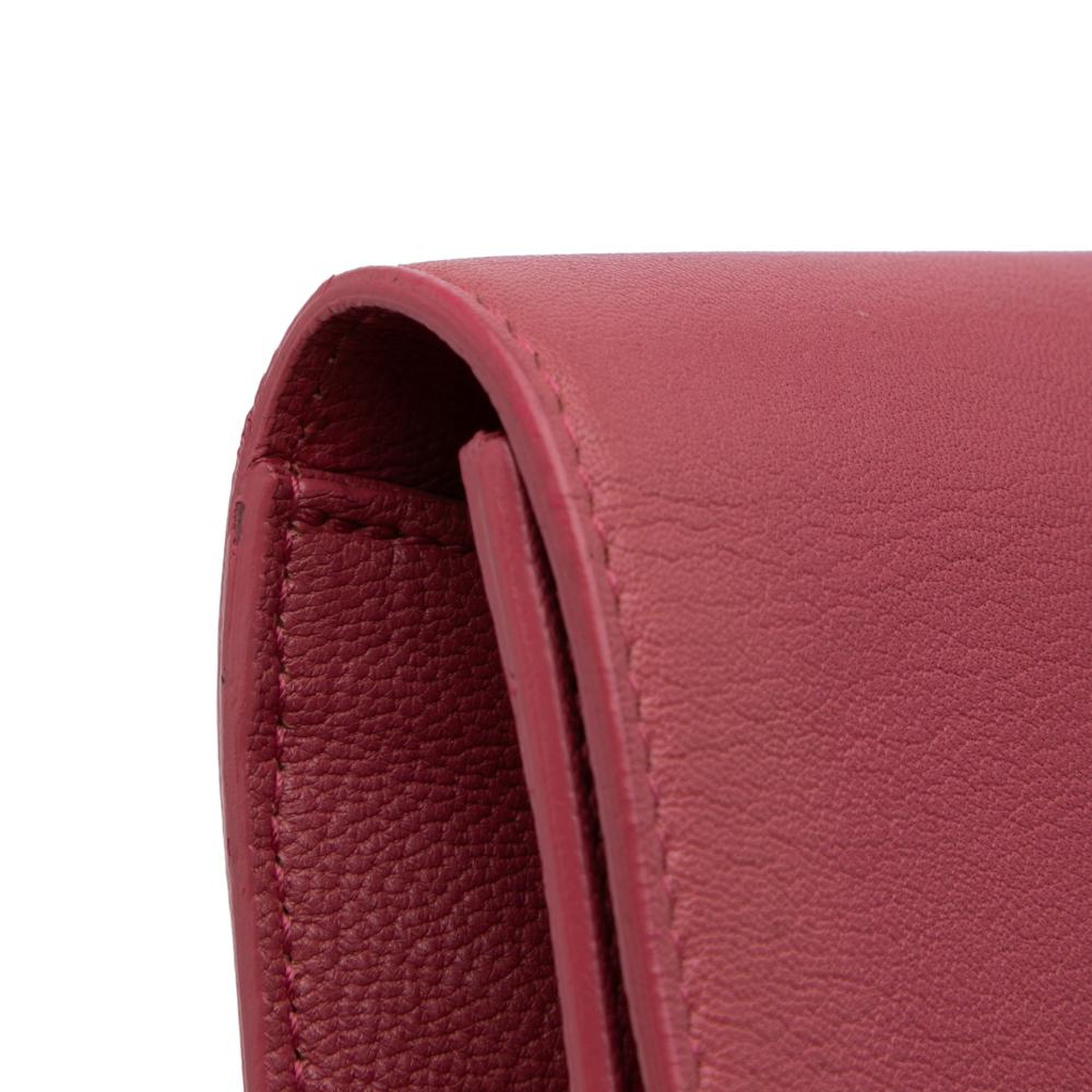 Saint Laurent B Saint Laurent Pink Dark Pink Calf Leather Large Belle de Jour Clutch Italy