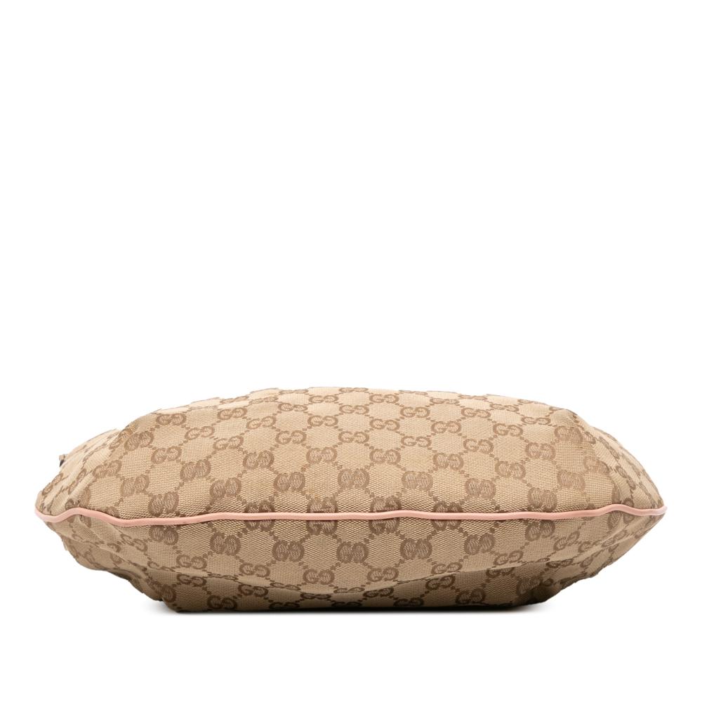 Gucci B Gucci Brown Beige Canvas Fabric GG Web Crossbody Italy