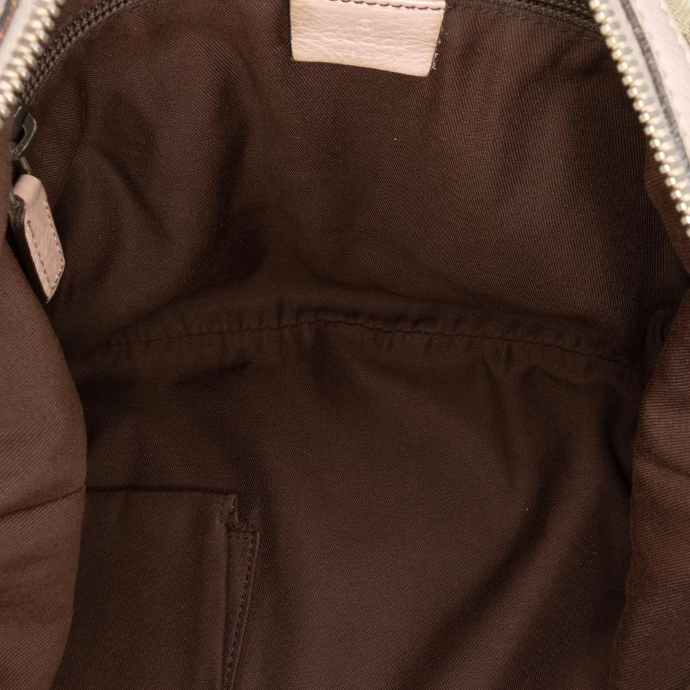 Gucci B Gucci Brown Beige Canvas Fabric GG Web Crossbody Italy