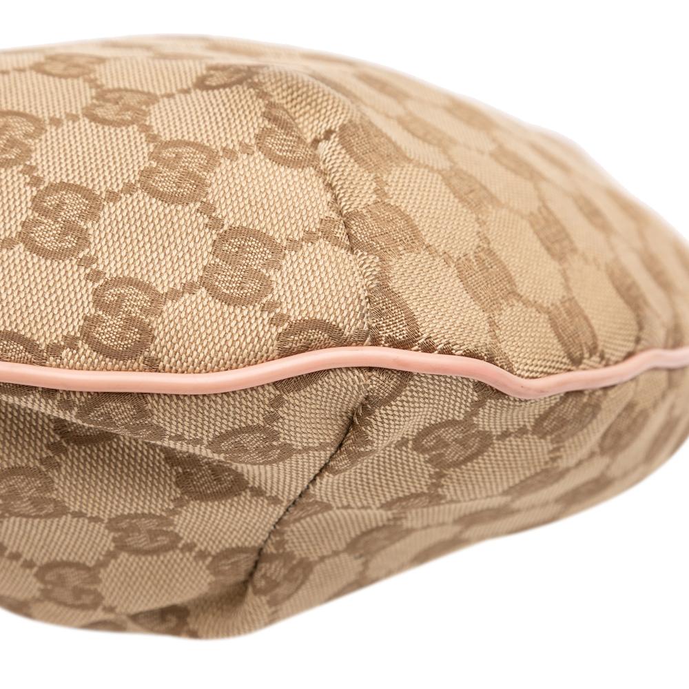 Gucci B Gucci Brown Beige Canvas Fabric GG Web Crossbody Italy