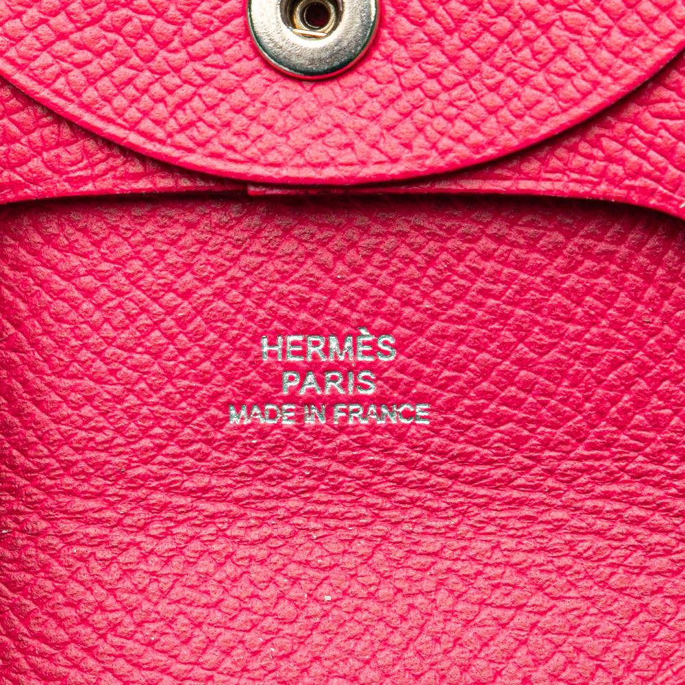 Hermès AB Hermès Pink Hot Pink Calf Leather Epsom Bastia Coin Purse France